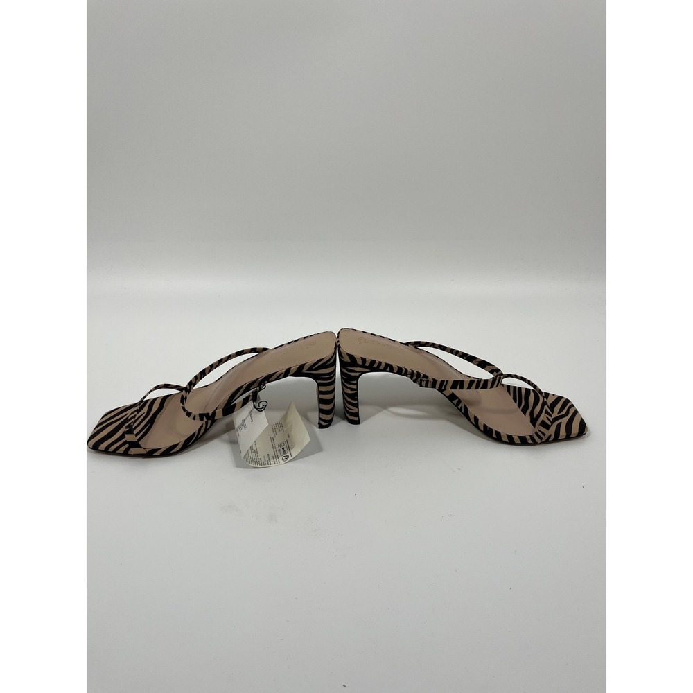 Womens Heels 12 Beige Stripe Zebra Print Formal Event Wedding Guest Chic - Picture 4 of 9